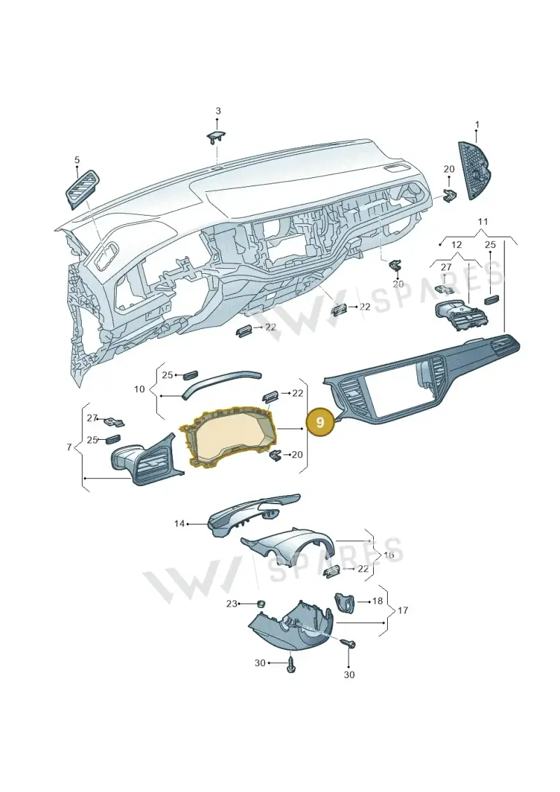 2GA857054BICL — Volkswagen T-Roc convertible 1.5 (2019-2024) diagram 813857100, position 9