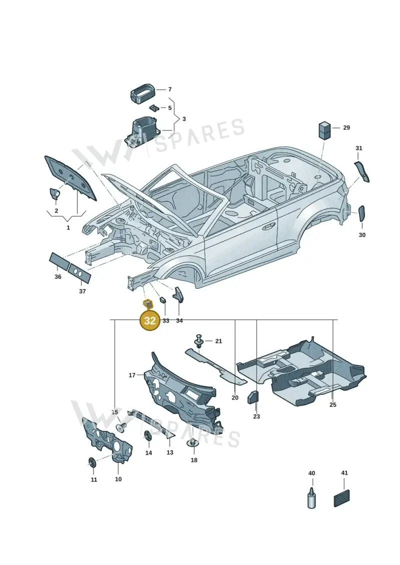 2GA864760 — Volkswagen T-Roc Cabriolet (2019-2025) diagram 2gk863200, position 32