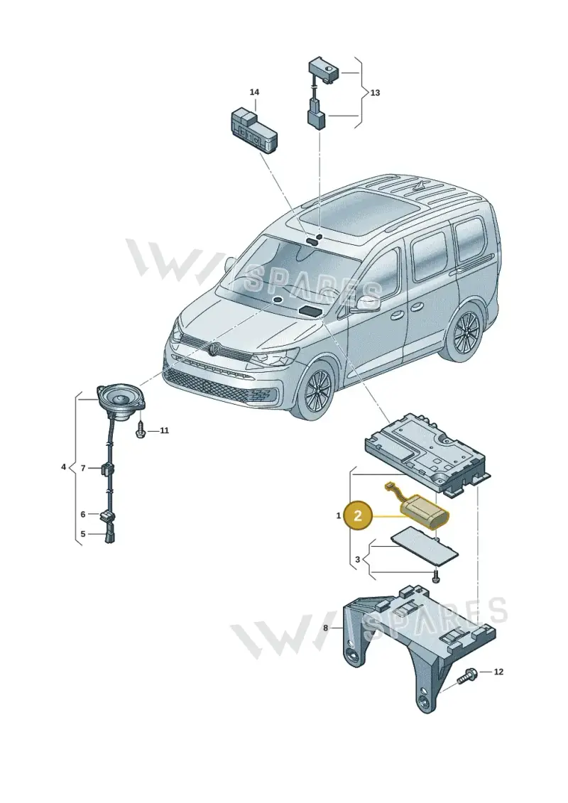 2GA915989 — Volkswagen Caddy Maxi Kombi (2020-2024) diagram 2ka035060, position 2