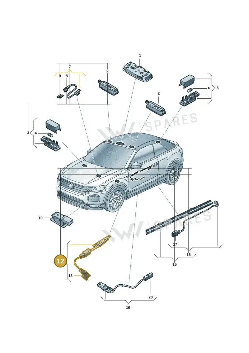 2GA919416 — Volkswagen T-Roc convertible 1.5 (2019-2024) diagram 2gk947000, position 12