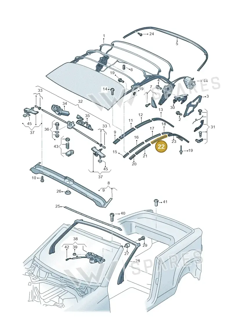 2GC871420 — Volkswagen T-Roc Cabriolet (2019-2025) diagram 718871100, position 22