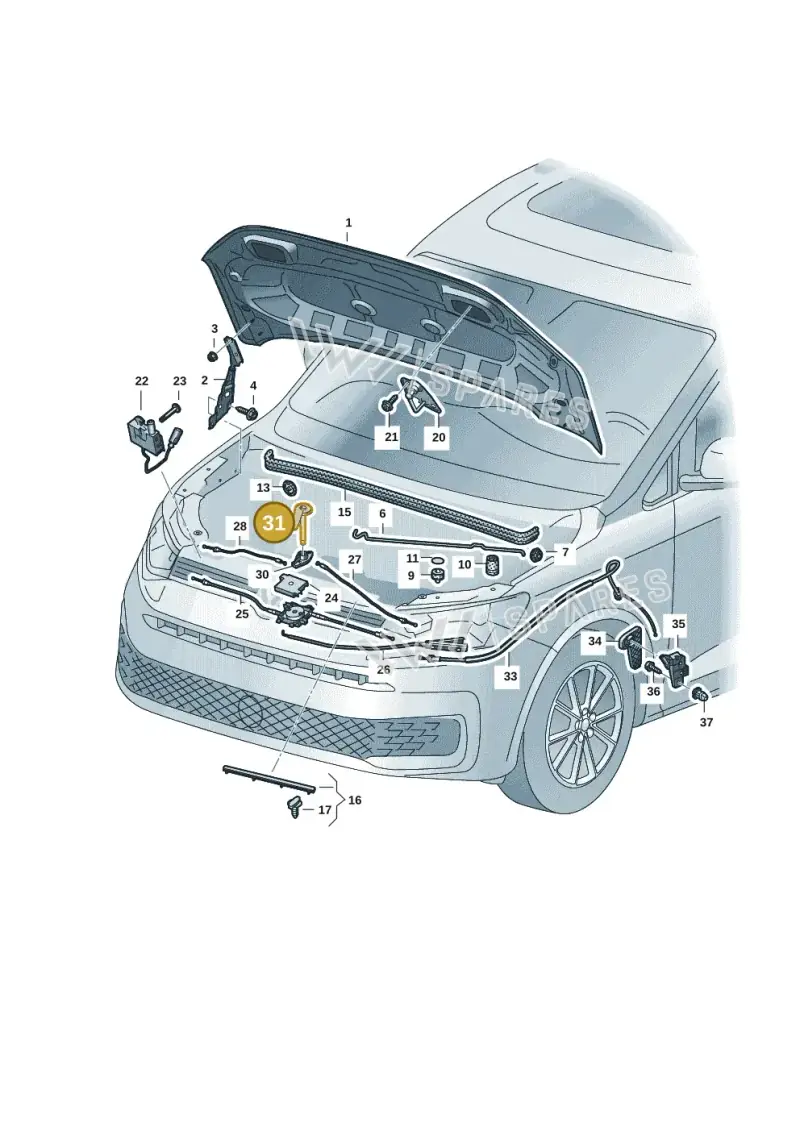 2GM8236619B9 — Volkswagen Caddy Maxi Kombi (2020-2024) diagram 2ka823000, position 31