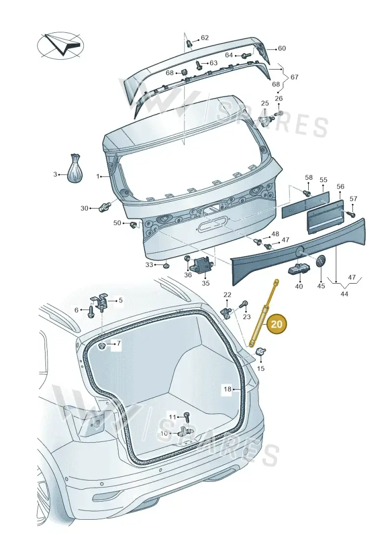 2GM827550D — Volkswagen T-Cross 1,0 (2018-2024) diagram 587827000, position 20