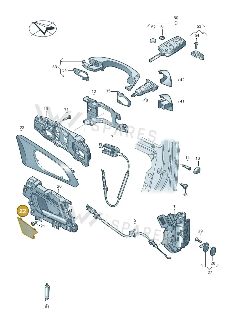 2GM8379359B9 — Volkswagen T-Cross (2018-2025) diagram 587837000, position 22