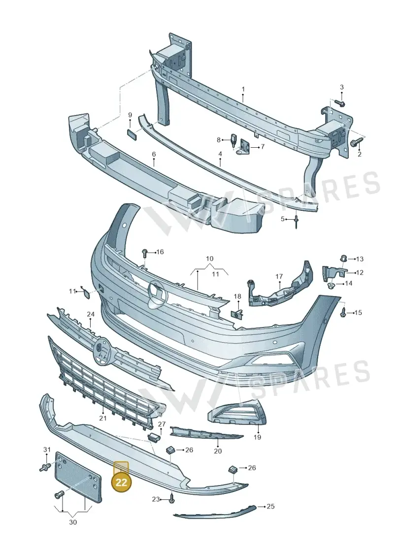2GS805903B9B9 — Volkswagen Polo 1.0 BlueMotion (2017-2024) diagram 837807000, position 22