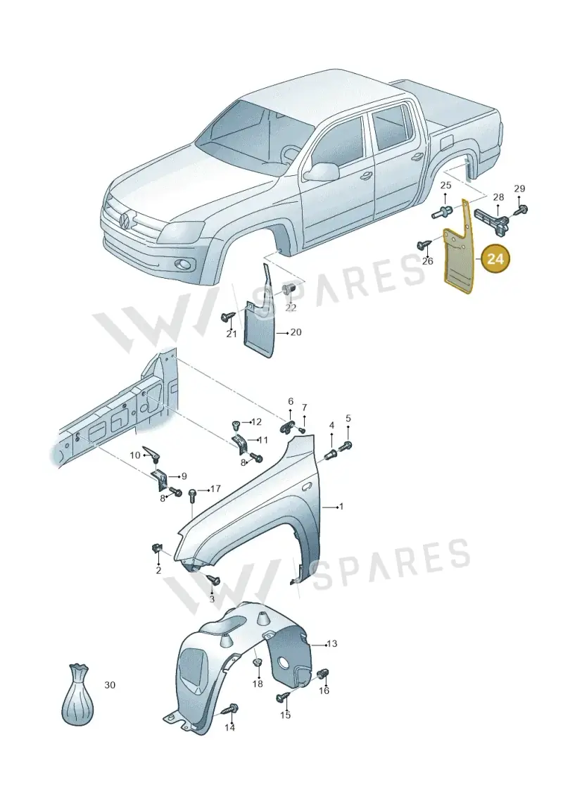 2H0821811F9B9 — Volkswagen Amarok twin cab (2016-2022) diagram 894821000, position 24