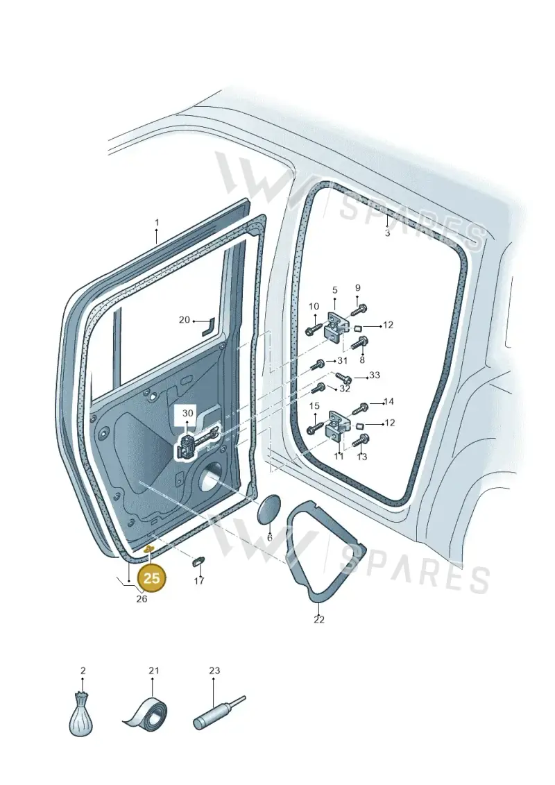 2H0837719B — Volkswagen Amarok twin cab (2016-2022) diagram 894833000, position 25