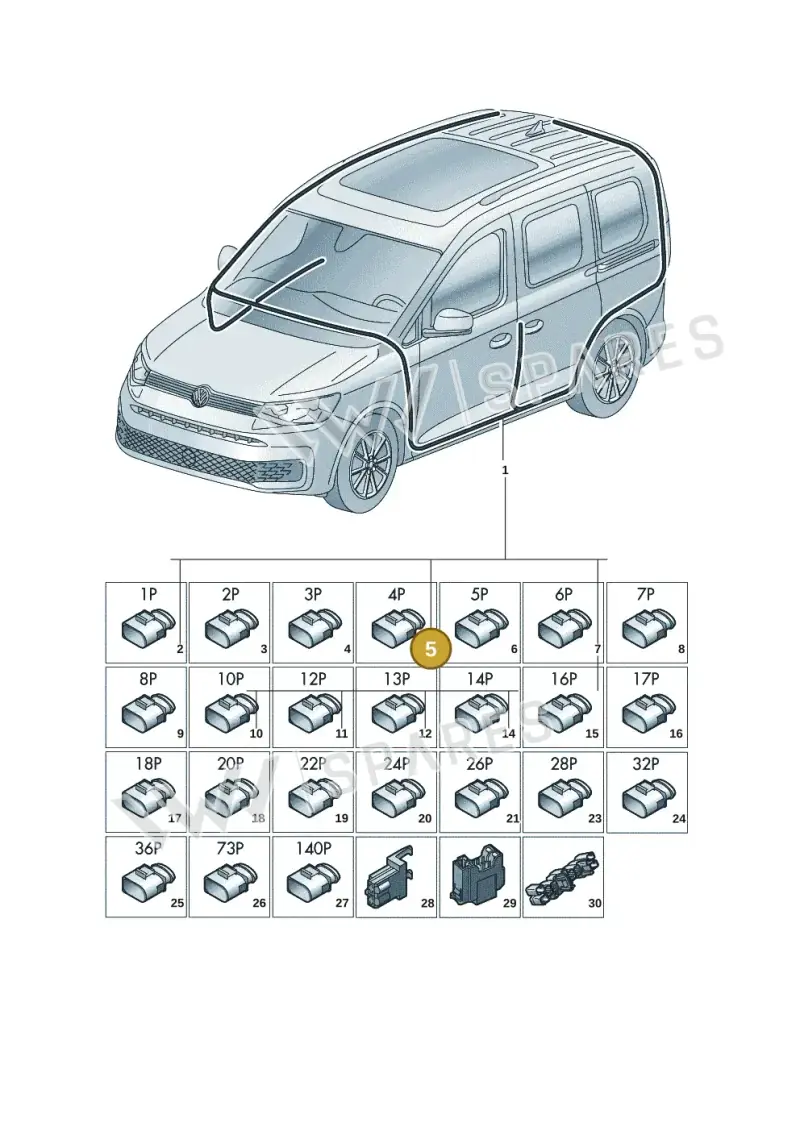 2H0937724 — Volkswagen Caddy Maxi Kombi (2020-2024) diagram 2ka971090, position 5