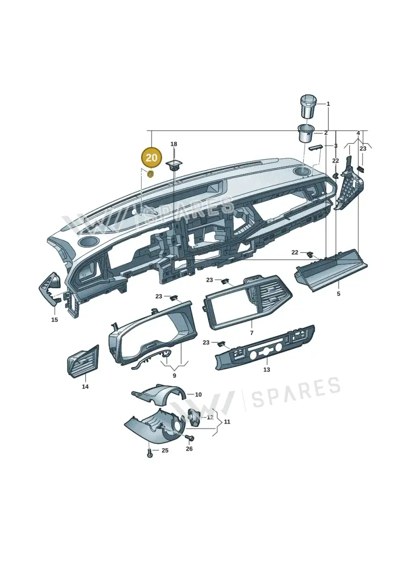 2H0971904A — Volkswagen Transport. multivan (2019-2024) diagram 7em857010, position 20