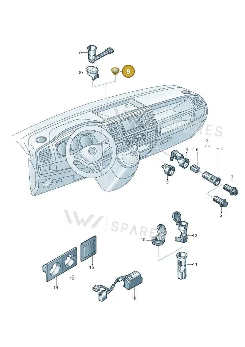 2H0971904A — Volkswagen Caravelle (2015-2019) diagram 861919200, position 9