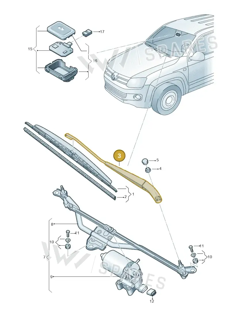 2H2955409 — Volkswagen Amarok twin cab (2012-2016) diagram 749955050, position 3