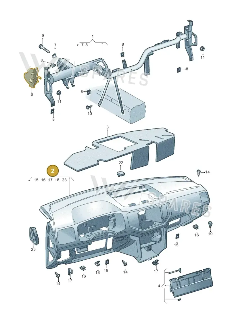 2H3857005P82V — Volkswagen Amarok twin cab (2016-2022) diagram 894857000, position 2