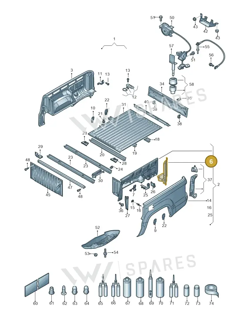 2H5809290A — Volkswagen Amarok twin cab (2022-) diagram 894801000, position 6