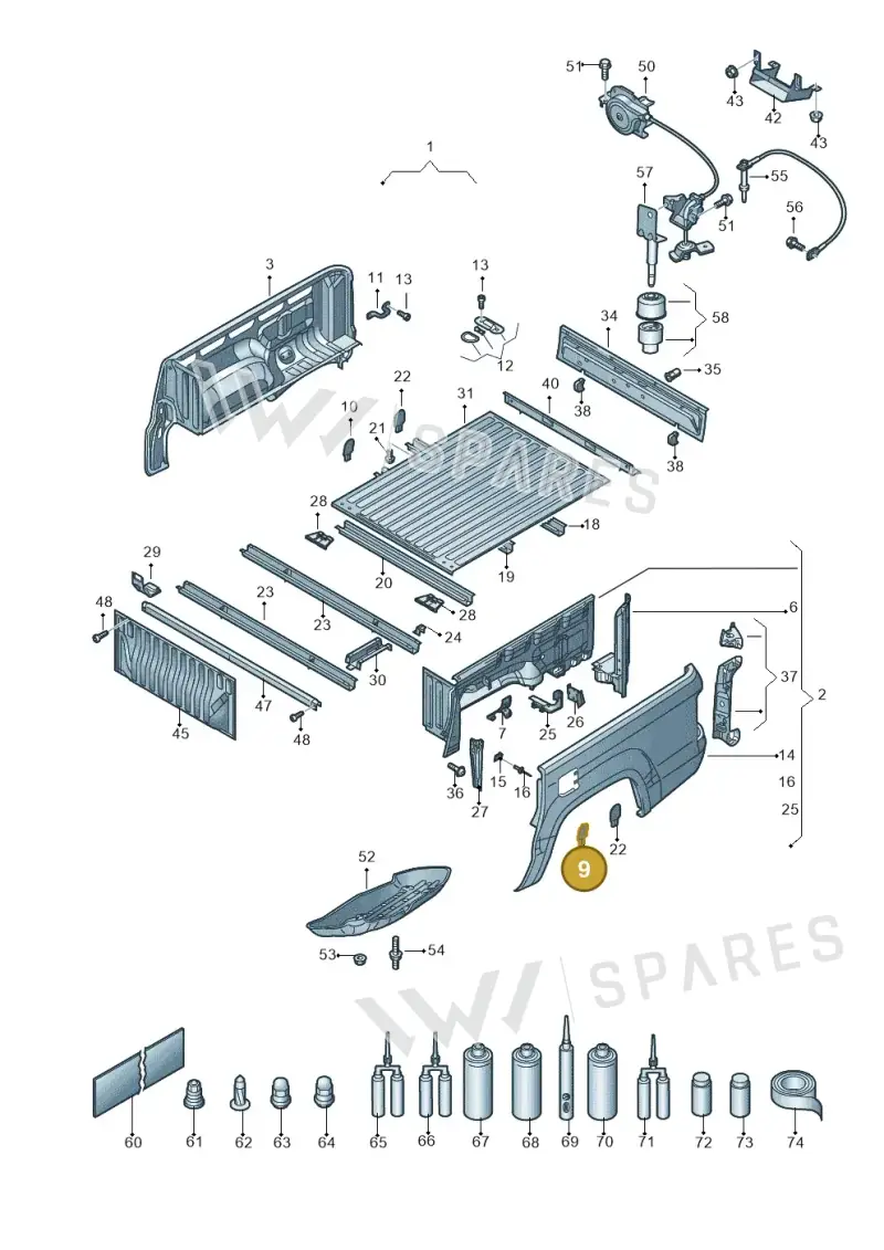 2H5809419 — Volkswagen Amarok twin cab (2022-) diagram 894801000, position 9