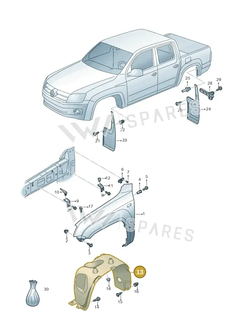 2H6809961B — Volkswagen Amarok twin cab (2016-2022) diagram 894821000, position 13