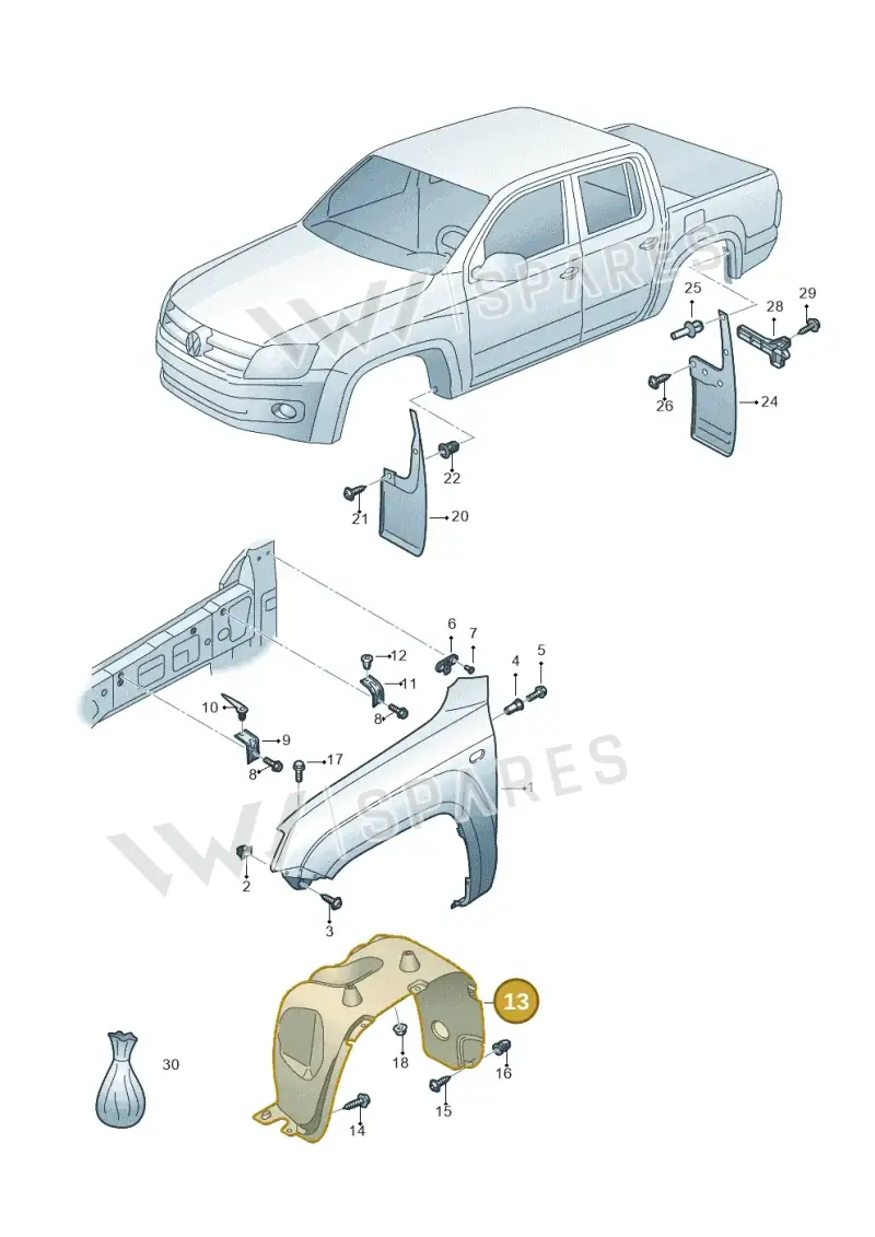 2H6809962B — Volkswagen Amarok twin cab (2016-2022) diagram 894821000, position 13