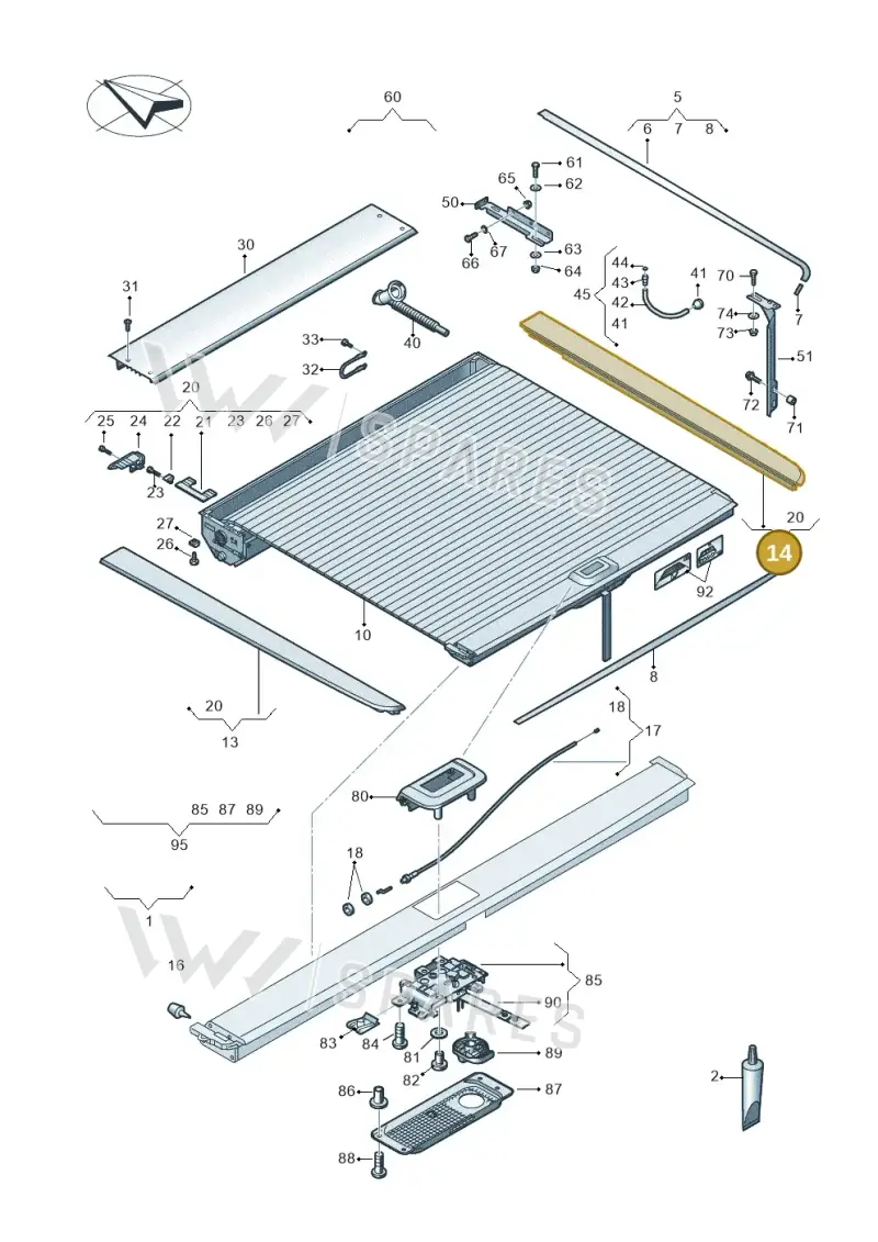2H6860182A — Volkswagen Amarok twin cab (2016-2022) diagram 749860800, position 14