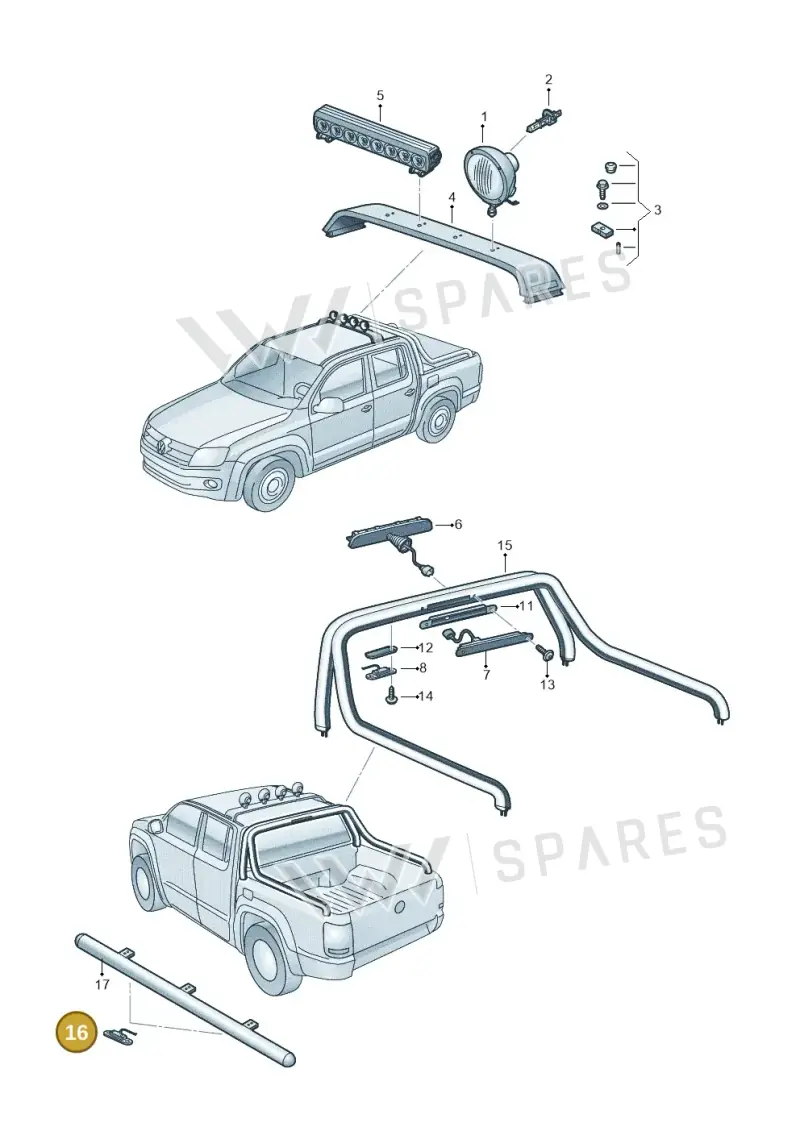 2H6947158 — Volkswagen Amarok (2016-2022) diagram 894945020, position 16