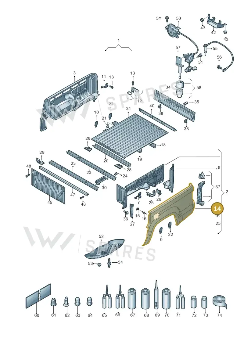 2H7810084BGRU — Volkswagen Amarok twin cab (2016-2022) diagram 894801000, position 14