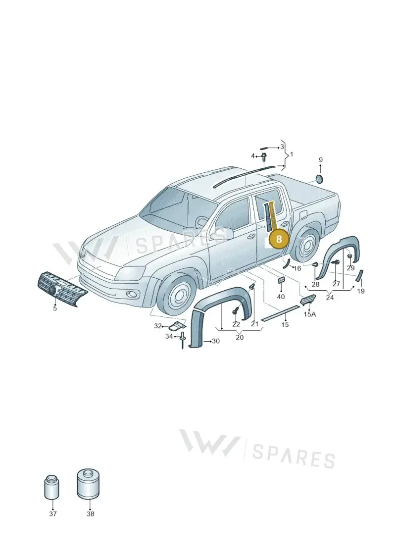 2H7853311B — Volkswagen Amarok twin cab (2012-2016) diagram 683853000, position 8