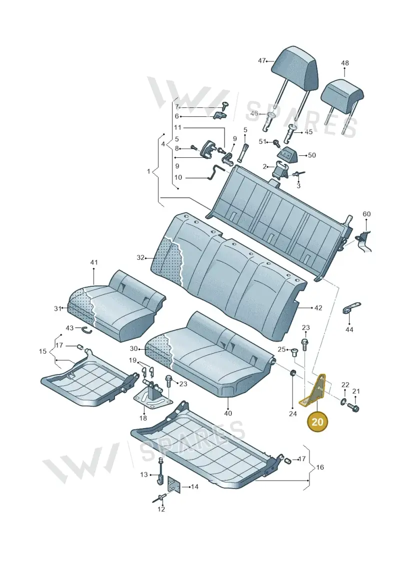 2H7885293A — Volkswagen Amarok (2016-2022) diagram 749885850, position 20