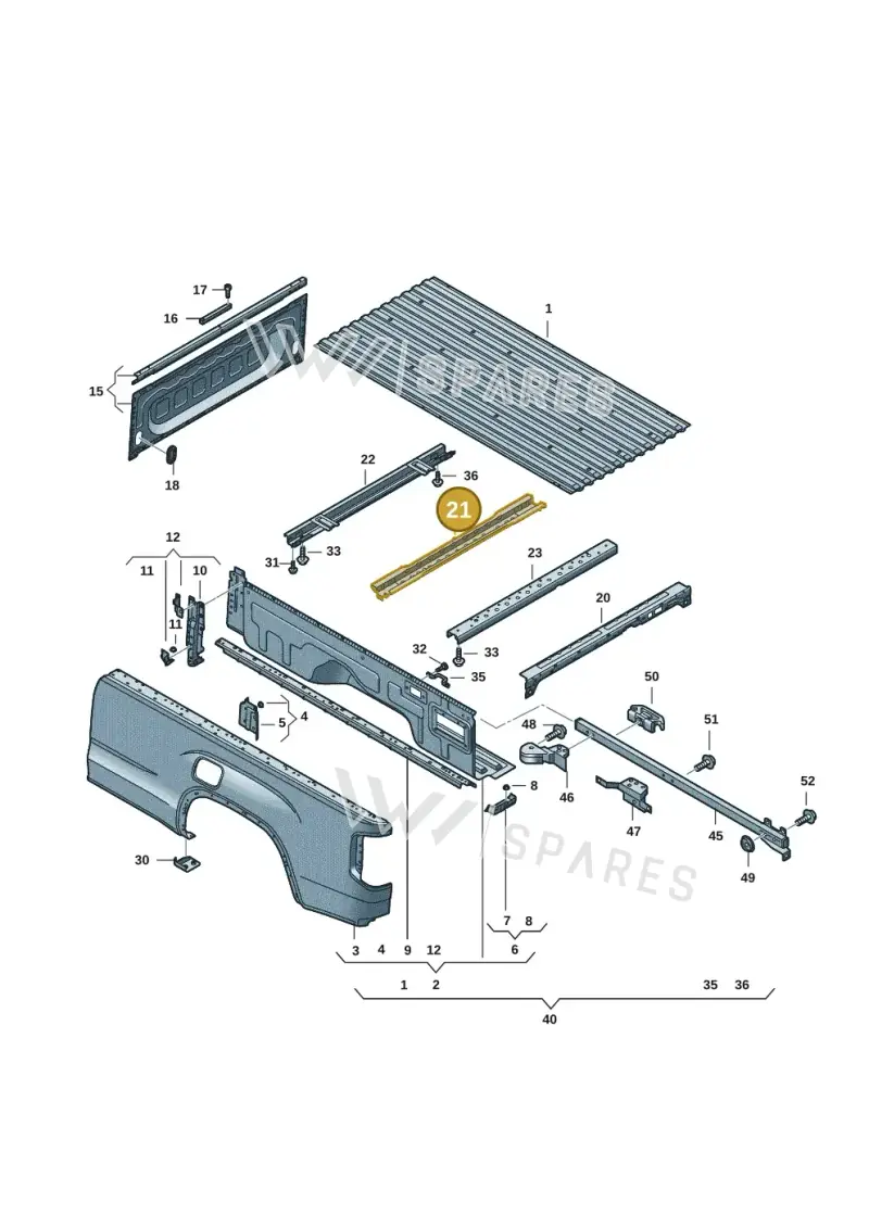 2HJ813025F — Volkswagen Amarok (2022-2025) diagram 2hb801000, position 21
