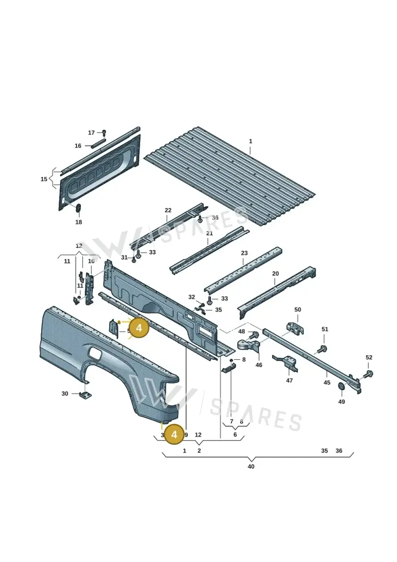 2HJ813332 — Volkswagen Amarok twin cab (2022-) diagram 2hb801000, position 4