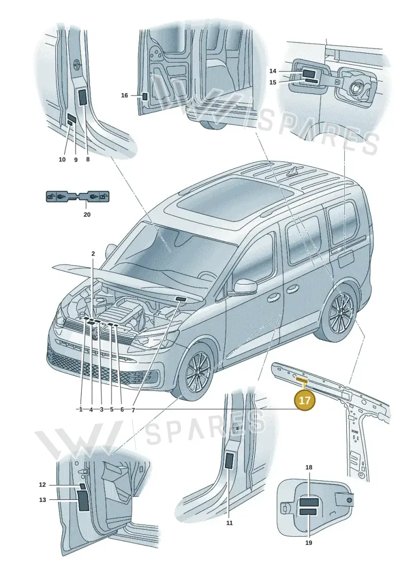 2K0010426J — Volkswagen Caddy Maxi Kombi (2020-2024) diagram 2ka010000, position 17