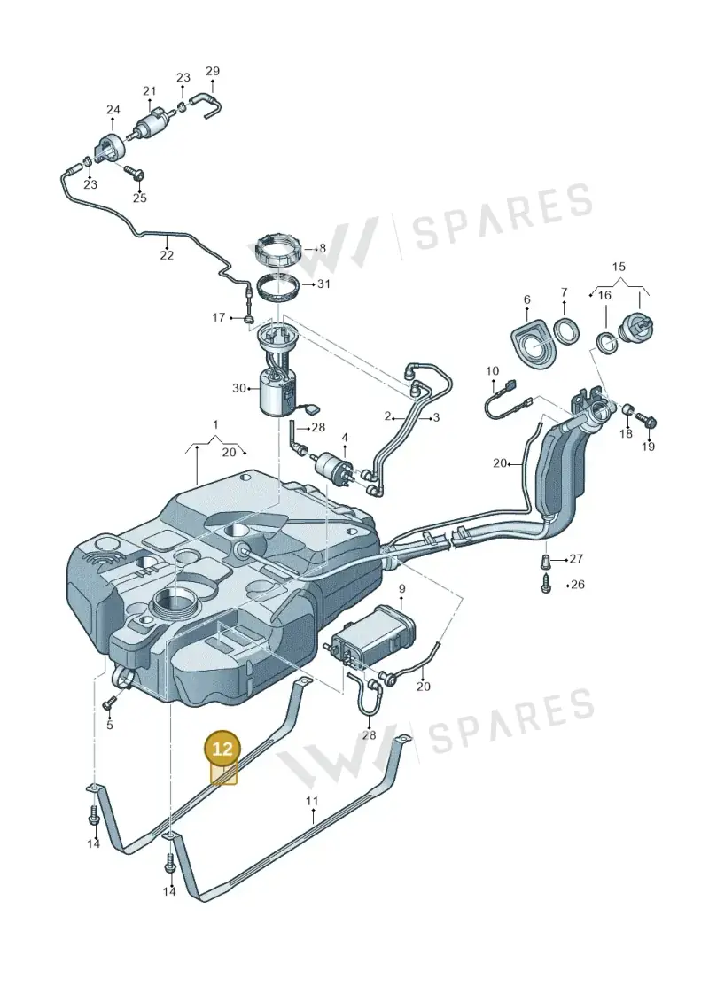 2K0201654A — Volkswagen Caddy kombi (2015-2020) diagram 866201400, position 12