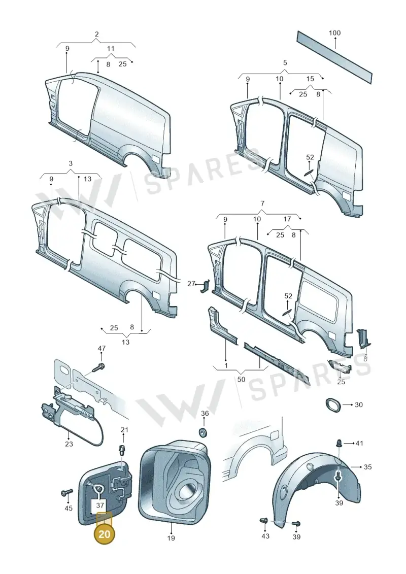 2K0809905E — Volkswagen Caddy Maxi Kombi (2010-2015) diagram 652809300, position 20