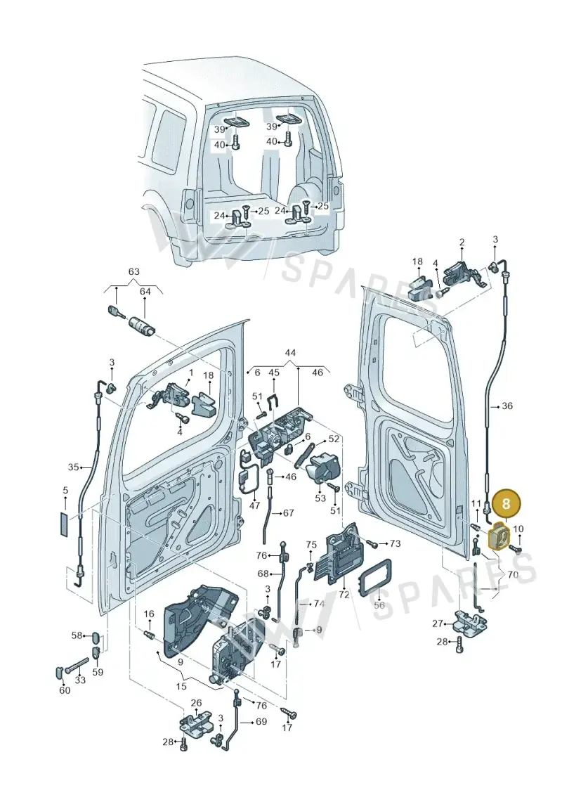 2K0827185B9B9 — Volkswagen Caddy kombi (2015-2020) diagram 443827650, position 8