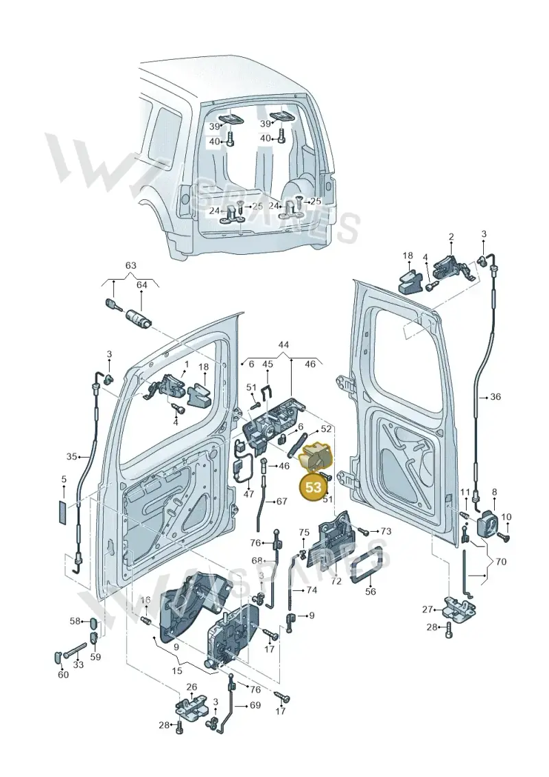 2K0827429A — Volkswagen Caddy Maxi Kombi (2010-2015) diagram 443827650, position 53