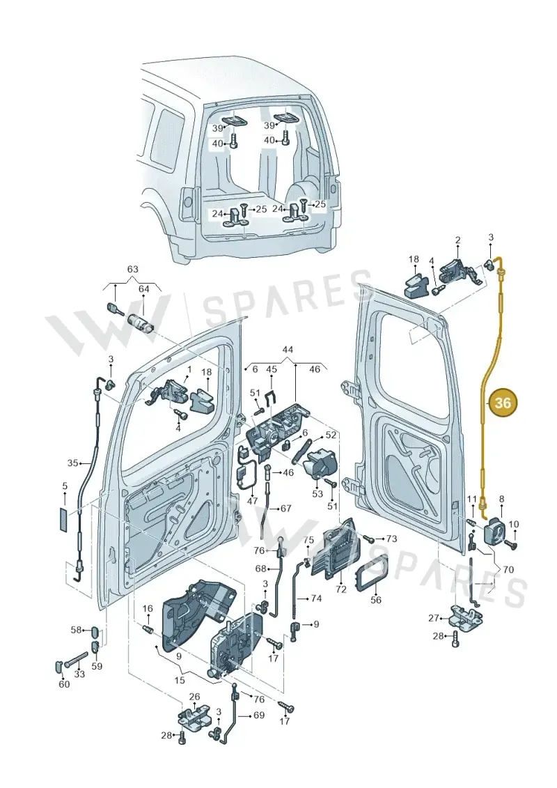 2K0827532A — Volkswagen Caddy kombi (2015-2020) diagram 443827650, position 36