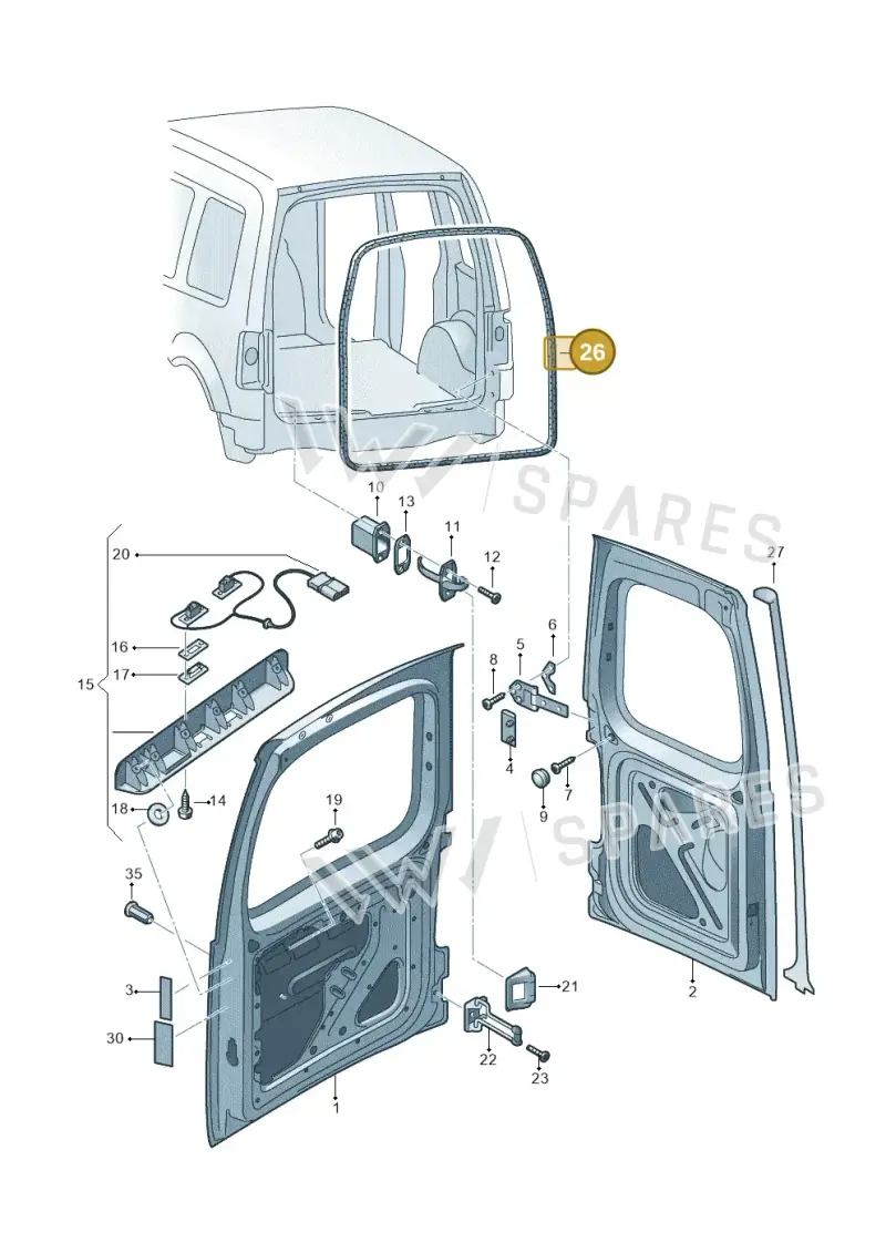 2K0829193S — Volkswagen Caddy kombi (2015-2020) diagram 443827500, position 26