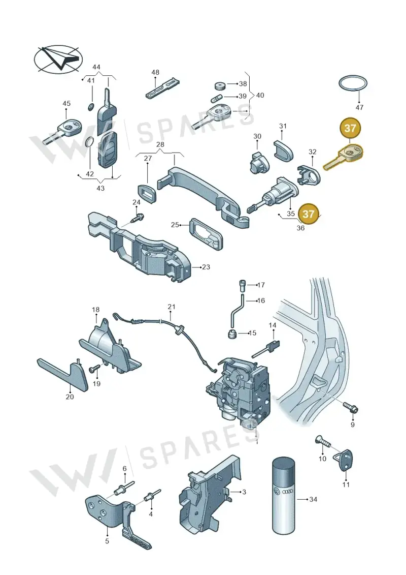 2K0837219HINF — Volkswagen Transp. caravelle (2011-2015) diagram 410837000, position 37