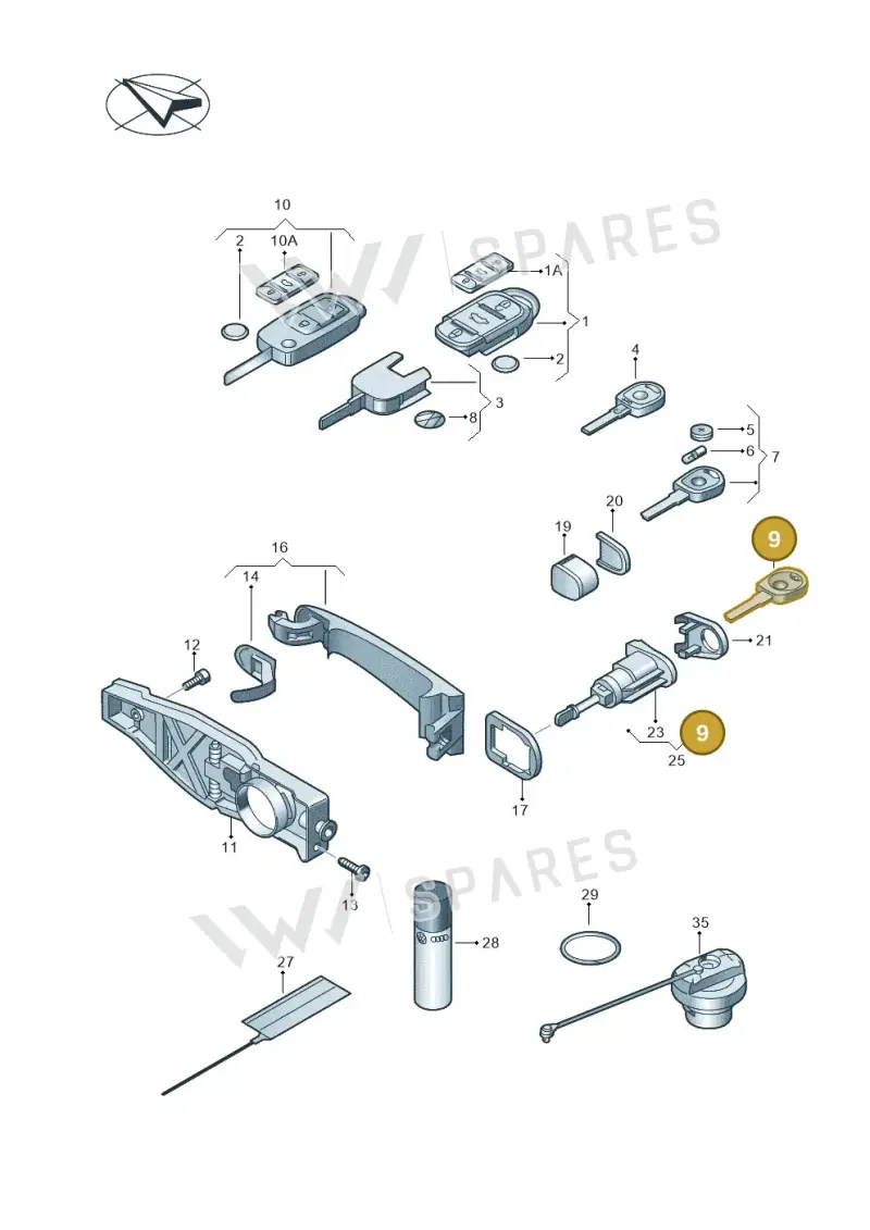 2K0837219HINF — Volkswagen Caddy Maxi Kombi (2010-2015) diagram 443837100, position 9