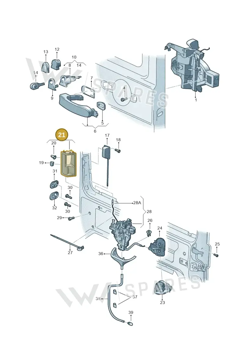 2K0843187C9B9 — Volkswagen Caddy kombi (2015-2020) diagram 443843800, position 21