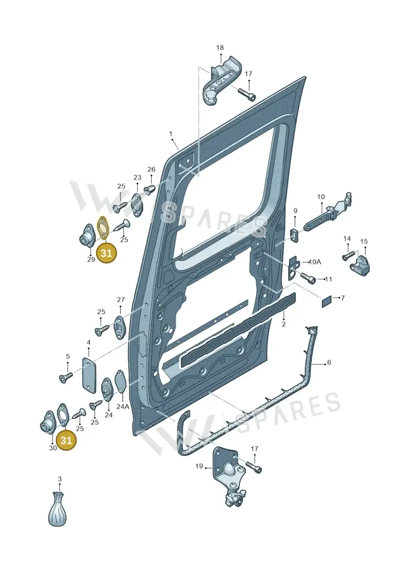 2K0843677 — Volkswagen Caddy kombi (2015-2020) diagram 443843000, position 31