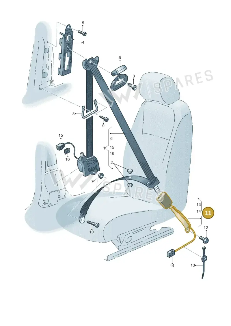 2K0857877FQVZ — Volkswagen Caddy kombi (2015-2020) diagram 443857600, position 11