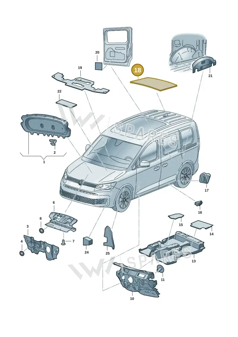 2K0863248B — Volkswagen Caddy Maxi Kombi (2020-2024) diagram 2ka863200, position 18