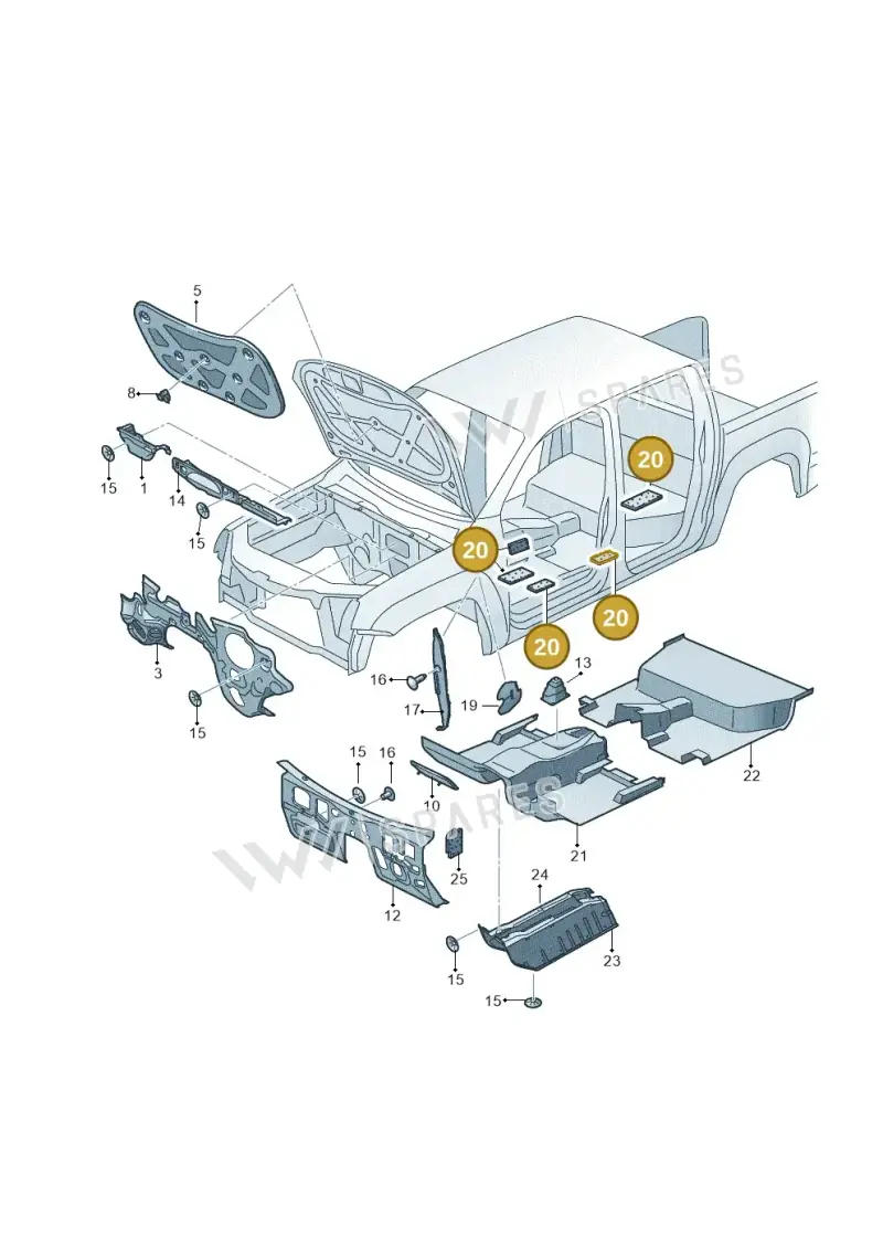 2K0864923 — Volkswagen Amarok twin cab (2012-2016) diagram 683863200, position 20