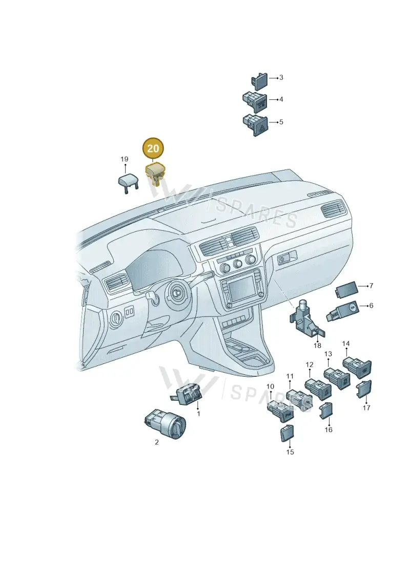 2K0907539B — Volkswagen Caddy (2015-2020) diagram 866941500, position 20