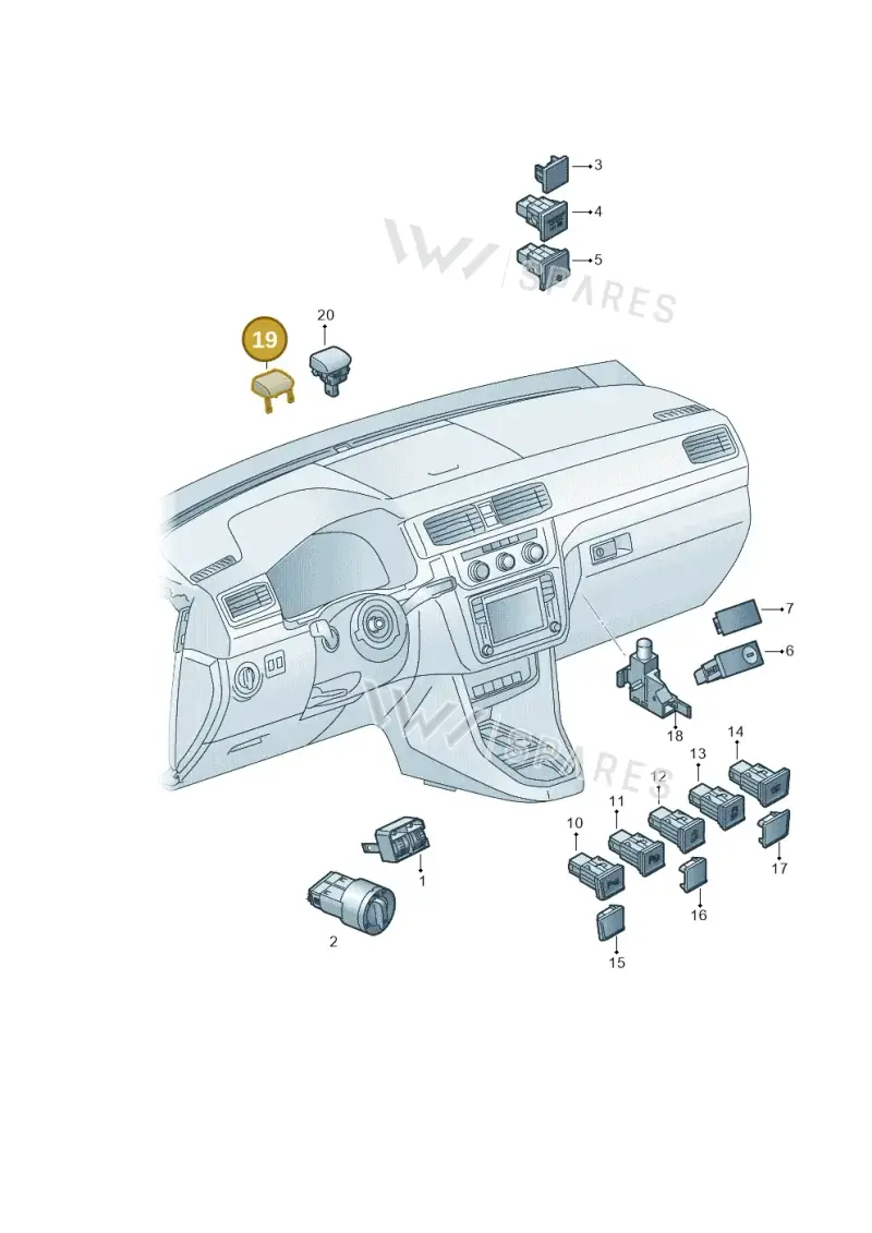 2K0919068A — Volkswagen Caddy (2015-2020) diagram 866941500, position 19