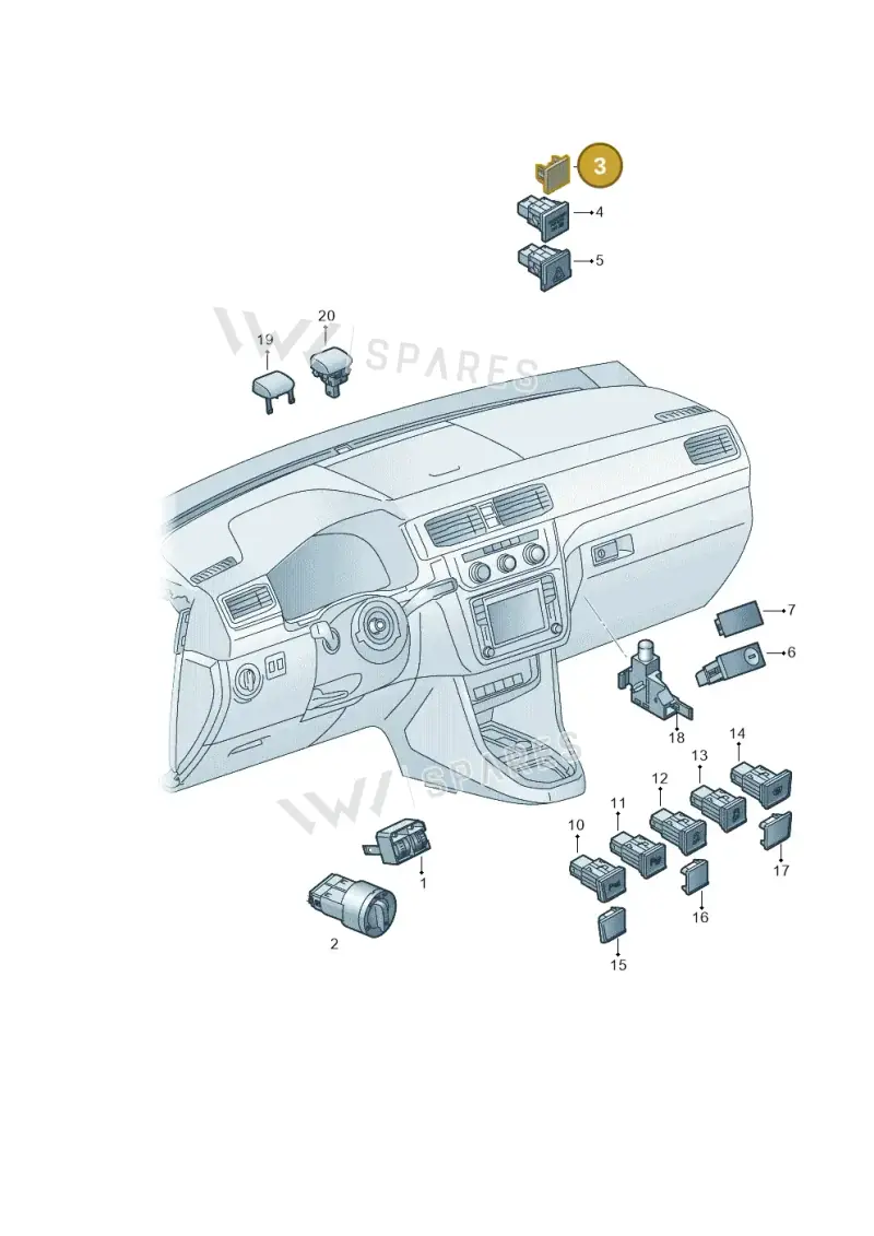 2K09192211QB — Volkswagen Caddy (2015-2020) diagram 866941500, position 3