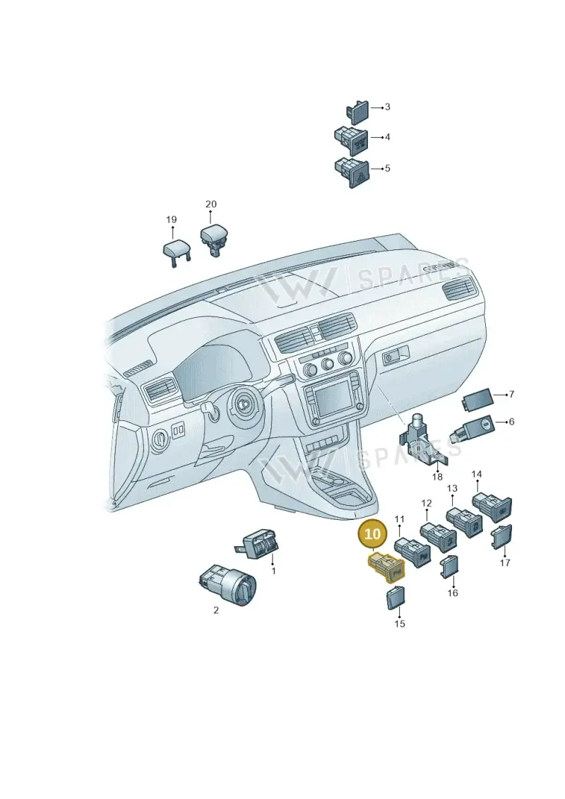 2K0927122WHS — Volkswagen Caddy (2015-2020) diagram 866941500, position 10