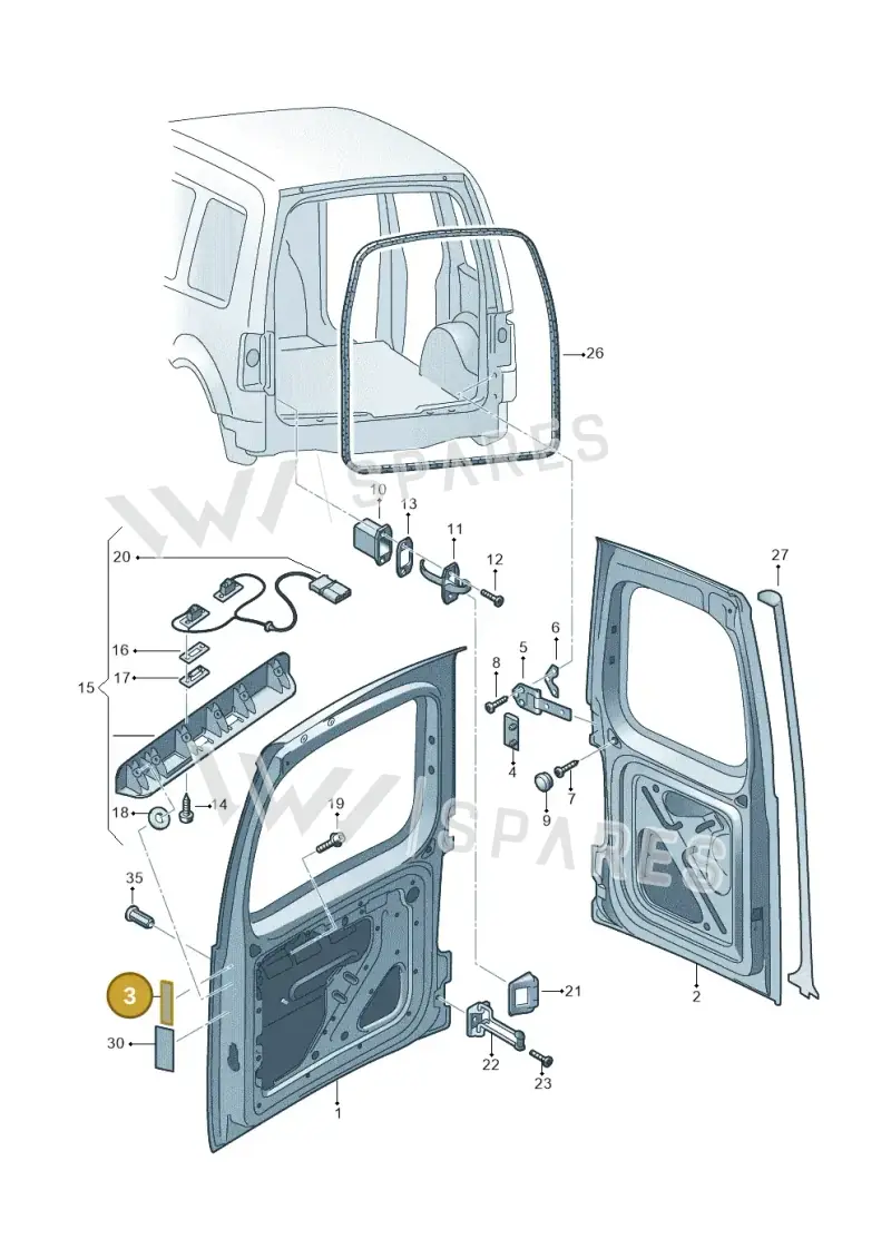 2K0945109 — Volkswagen Caddy Maxi Kombi (2010-2015) diagram 443827500, position 3