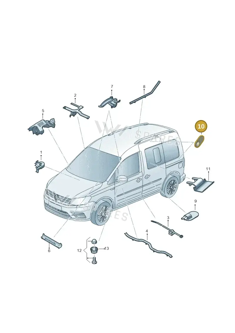 2K0945527A — Volkswagen Caddy kombi (2015-2020) diagram 866971850, position 10