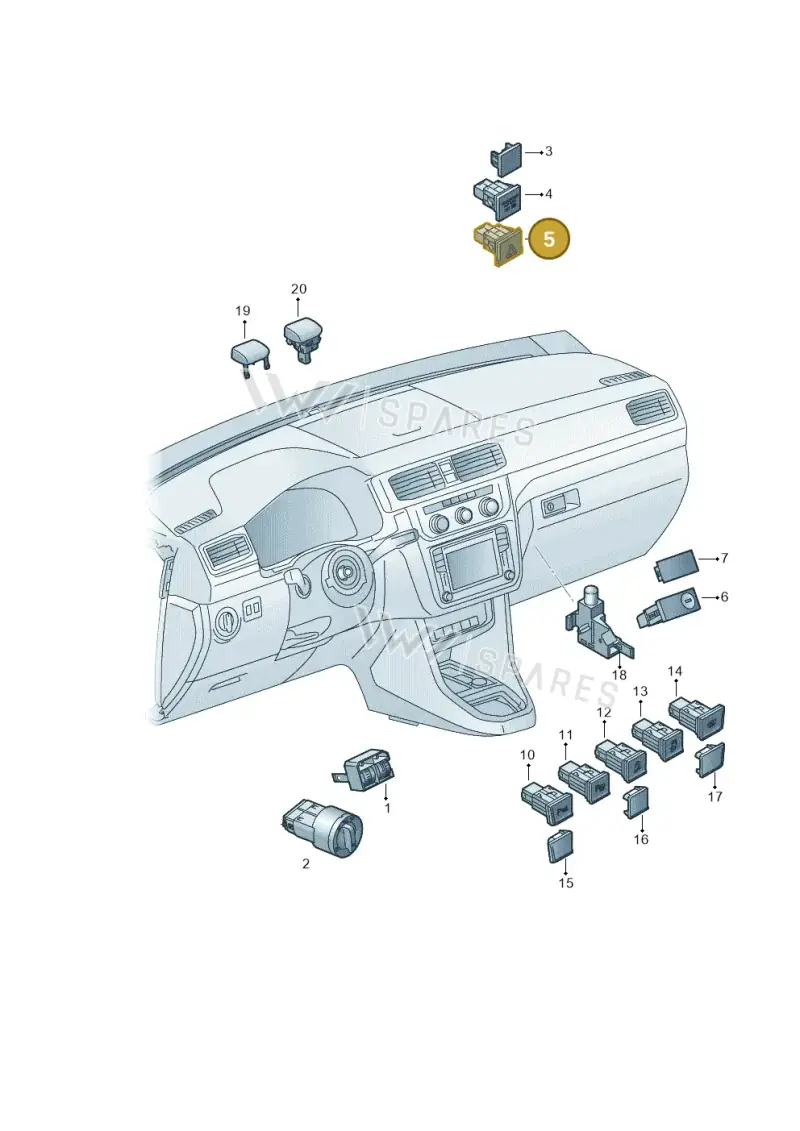 2K0953509 — Volkswagen Caddy kombi (2015-2020) diagram 866941500, position 5