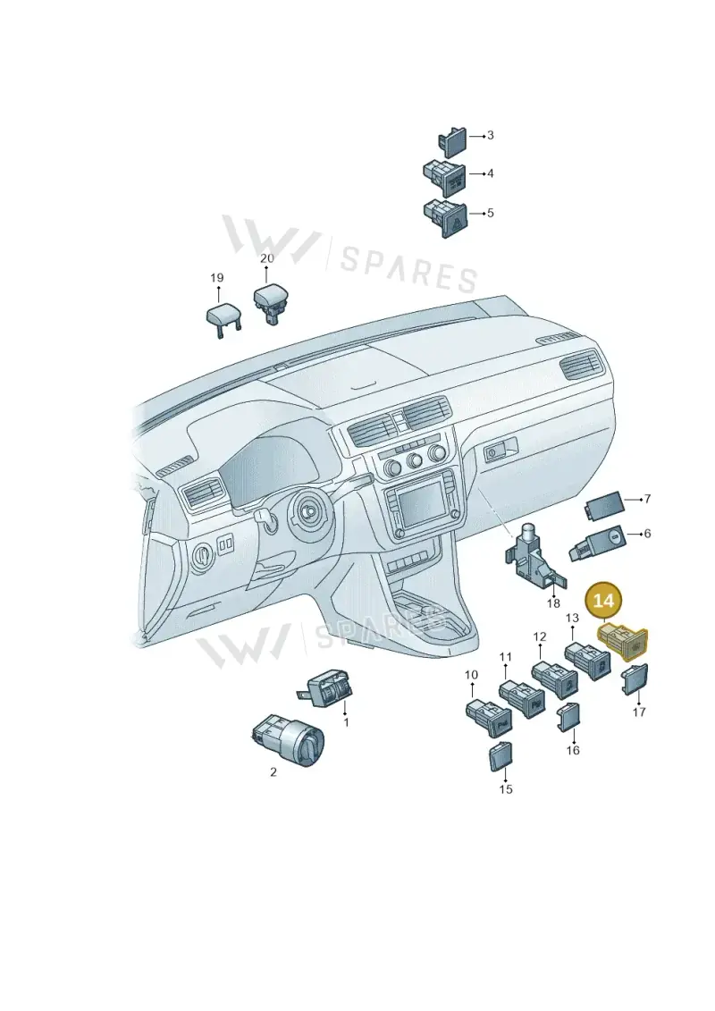 2K0959622WHS — Volkswagen Caddy (2015-2020) diagram 866941500, position 14