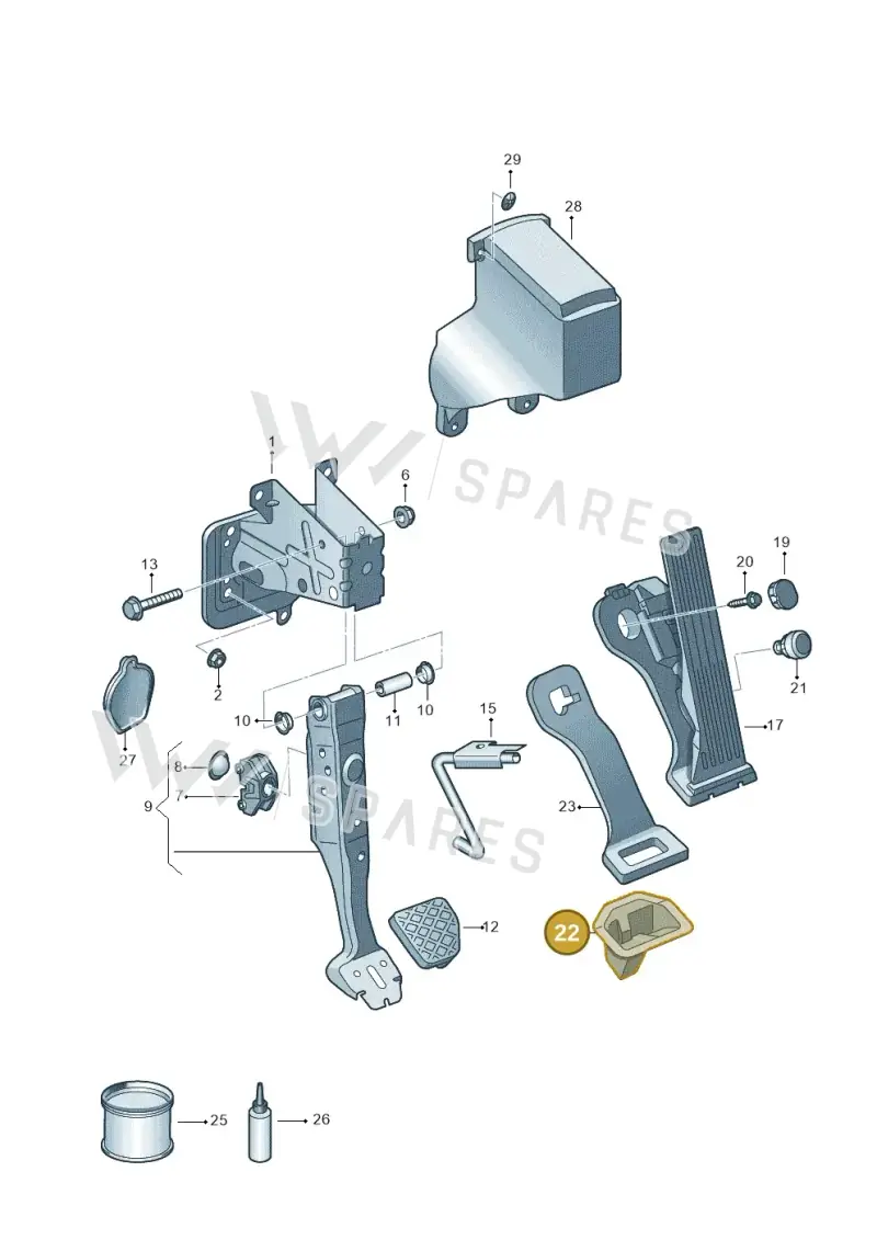 2K1864121 — Volkswagen Caddy kombi (2015-2020) diagram 649721600, position 22